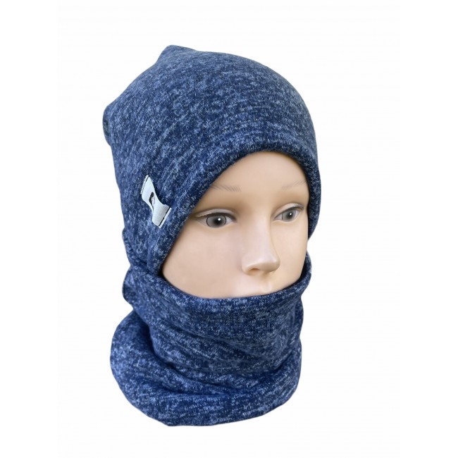 Šilta Vaikiška kepurė su mova rudeniui/žiemai „Tamsiai mėlyna“, 769