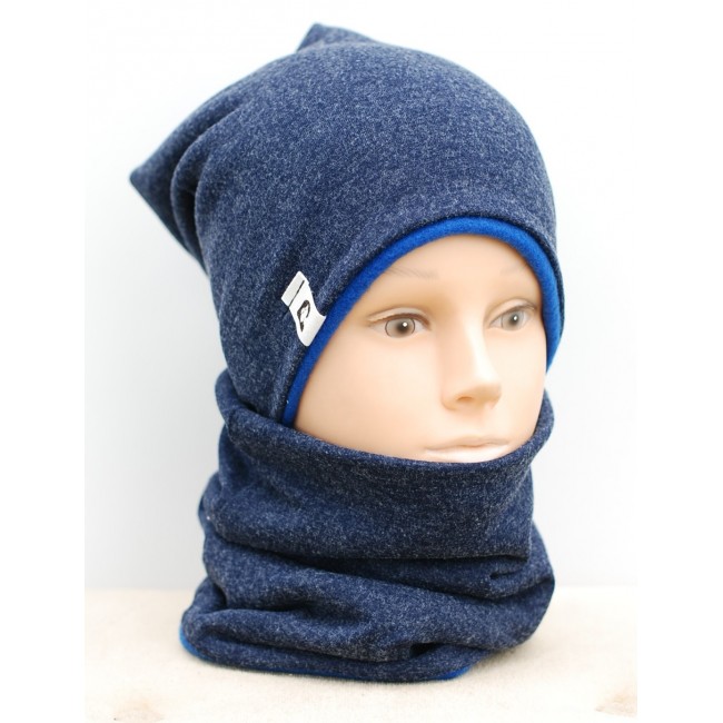Šilta kepurė vaikui su mova rudeniui/žiemai „Blue“, 787