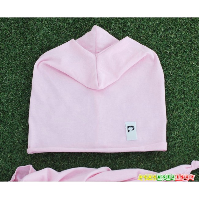 Plona kepurė su kaklaskare pavasariui - vasarai "Pink", 824