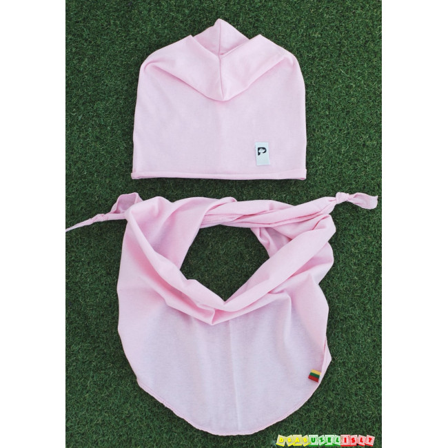 Plona kepurė su kaklaskare pavasariui - vasarai "Pink", 824