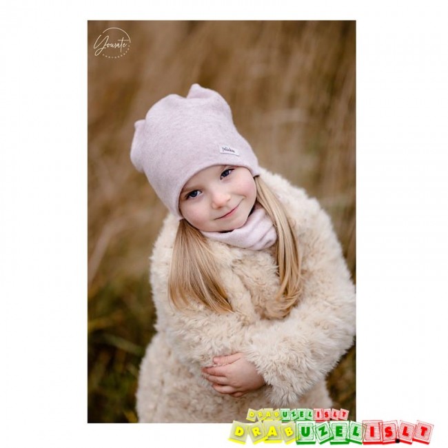 Šilta kepurė vaikams su mova rudeniui/žiemai "Alyvinės pastelinės ausytės", 447
