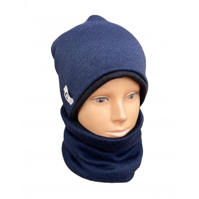 Šilta kepurė su mova vaikui žiemai "Tamsiai mėlyna", 410