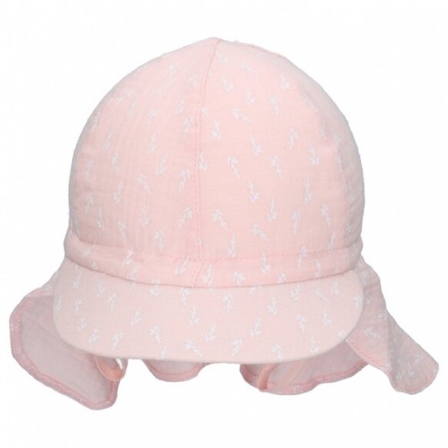 Organinės medvilnės kepurė su kaklo apsauga "Šviesiai rožinė", 950