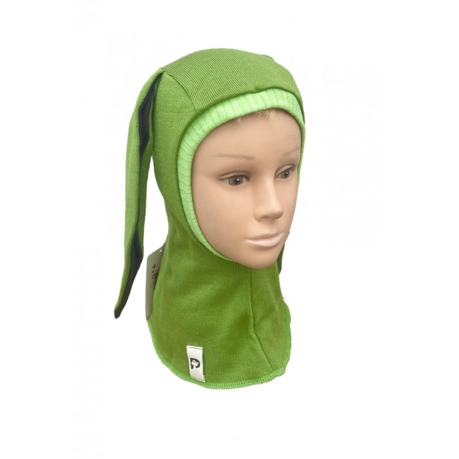 Kepurė - šalmukas vaikui pavasaraiui/rudeniui "Žalias kiškutis", 367