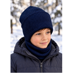 Kepurė su mova berniukui rudeniui/žiemai "Šilta mėlyna", 1006