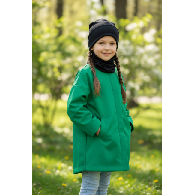 Kepurė + kaklo mova pavasariui/rudeniui mergaitei "Juoda", 761