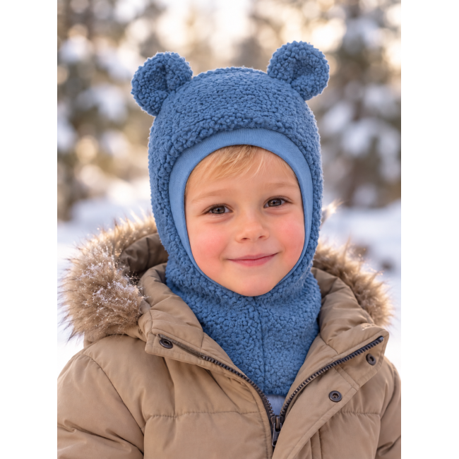 Šiltas šalmukas berniukui  žiemai „Melsvas Teddy“, 879