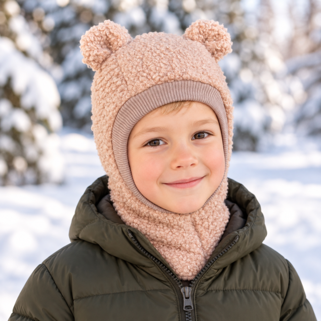 Šiltas šalmukas vaikui šaltam rudeniui/žiemai „Teddy“, 759