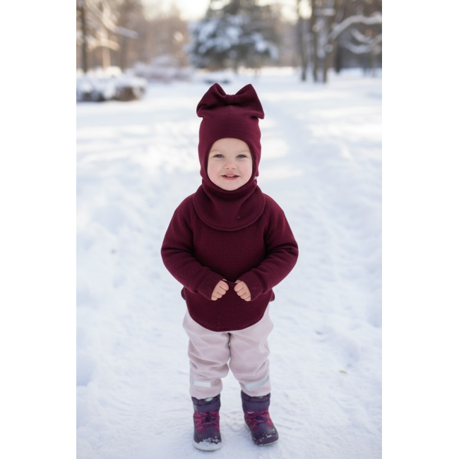 Merino vilnos šalmukas mergaitei „Bordo“, 229