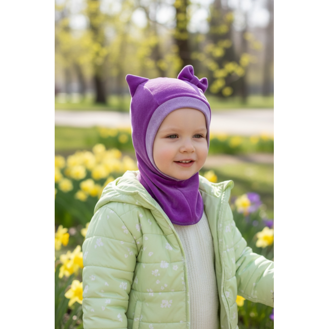 Veliūrinis šalmukas pavasariui/rudeniui "Violetinė katytė", 605