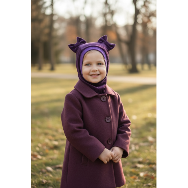 Šalmukas mergaitei pavasariui/rudeniui "Veliūriniai violetiniai kaspinėliai", 779