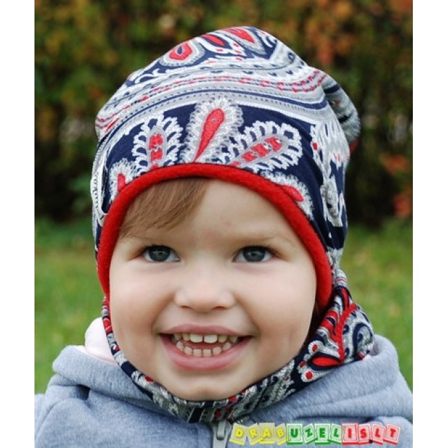 Šiltos kepurės vaikams su šalikėliu/mova „Spanguolė“, 156
