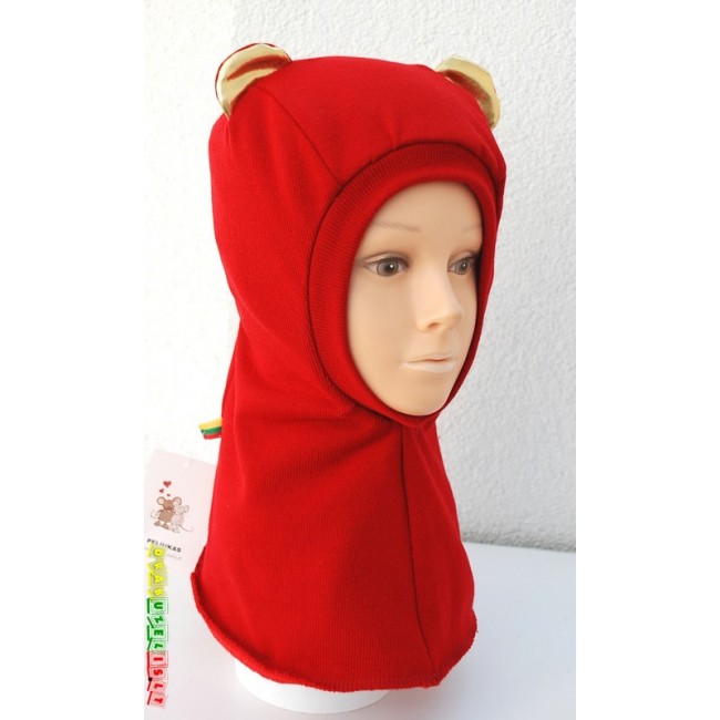 Šalmukas vaikui rudeniui/žiemai „Raudonas su auksinėmis ausytėmis“, 784